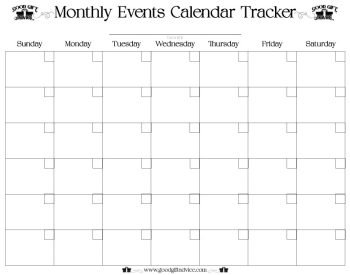 Good Gift Advice Free Downloads - Monthly Events Tracker Calendar